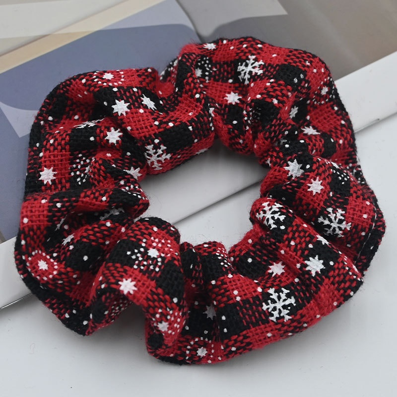 Women's High Elastic Cloth Bow Hair Ties Christmas Plaid Floral Print
