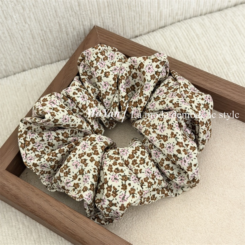 Women's All-Season Fabric Headband Retro Ditsy Floral Coffee Beige Black