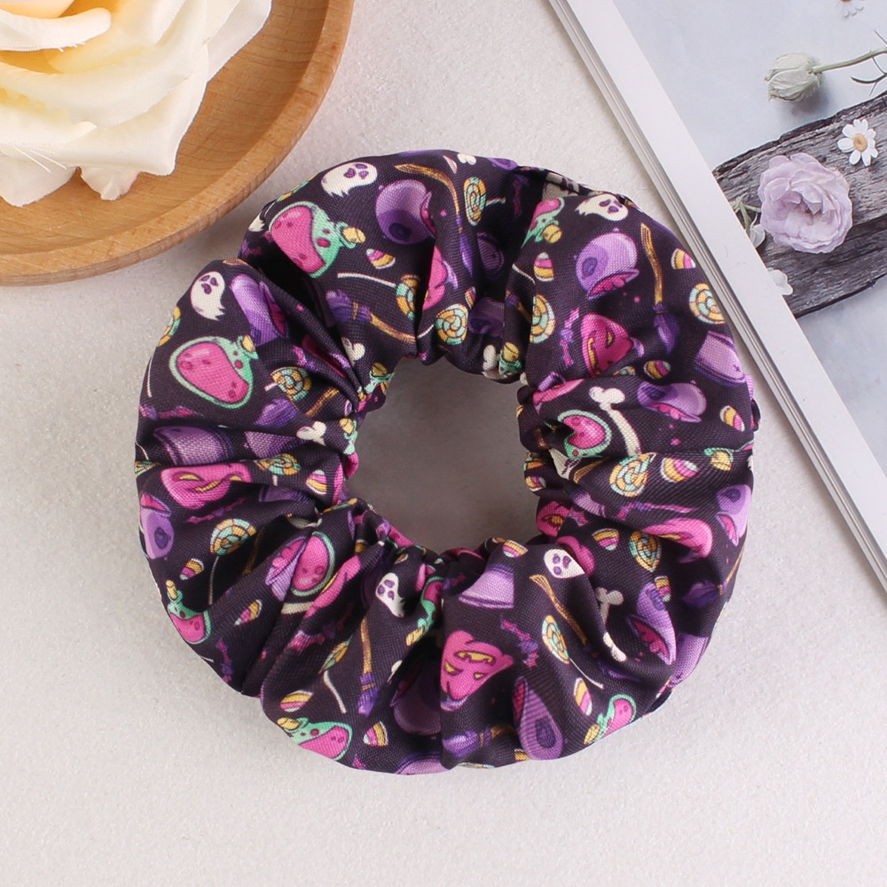 Women's Halloween Party Fabric Hair Scrunchies Colorful Skull Pattern