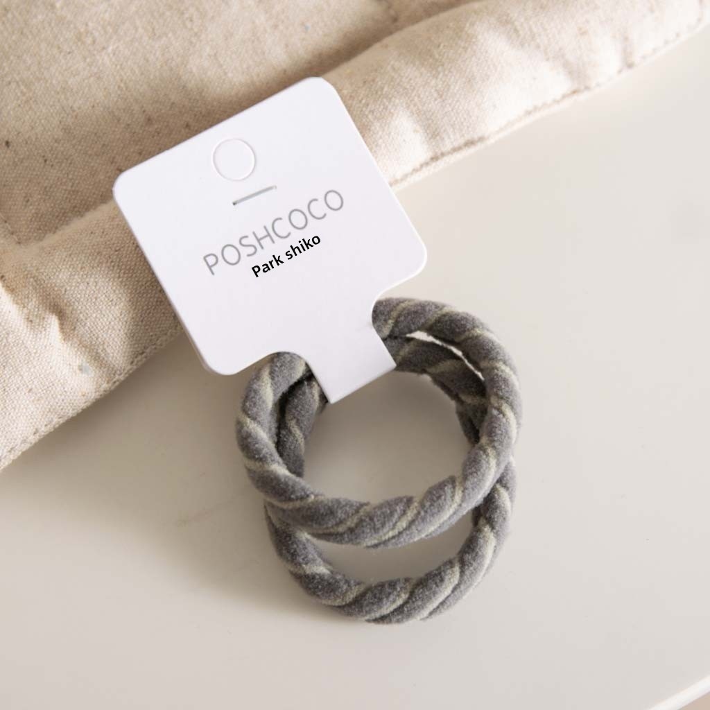 Women's 2Pcs Elastane Hair Ties For Winter Commute Khaki Striped