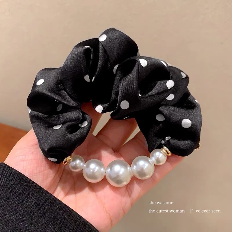 Women's Simple Daily Cloth Hair Tie Scrunchie Classic Polka Dots