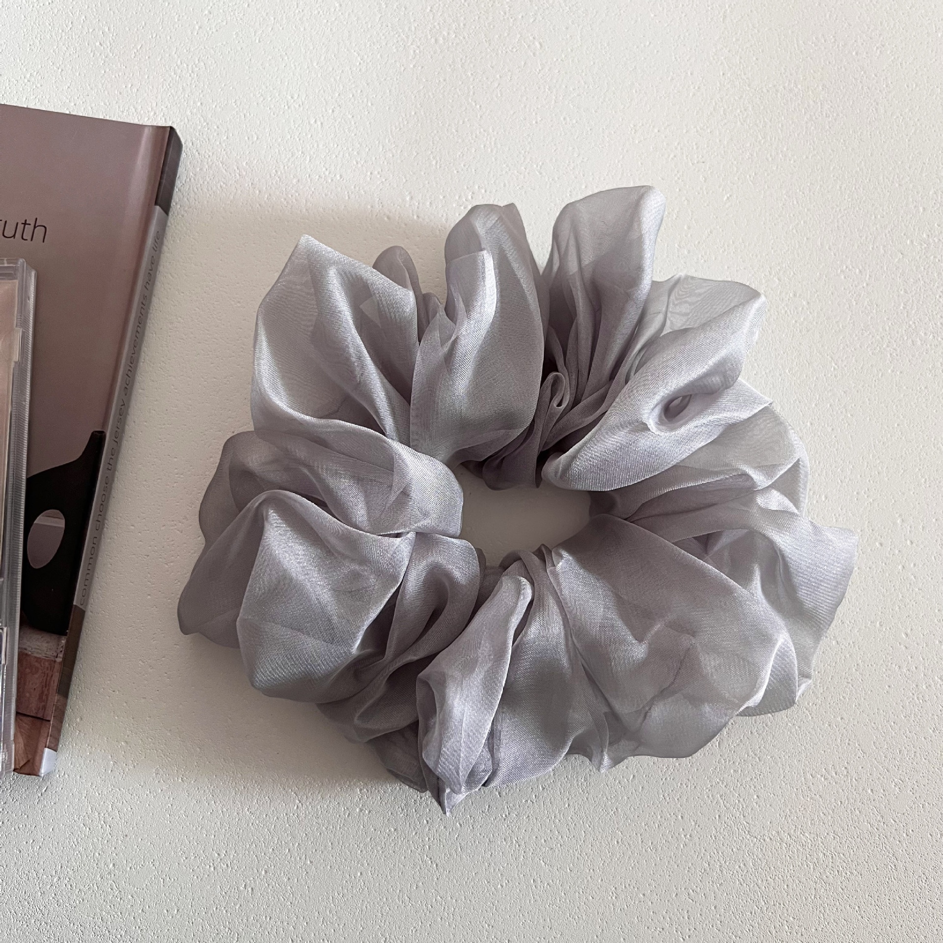 Women's Soft Mesh Loose Bun Hair Tie French Gauze Scrunchie Solid Color