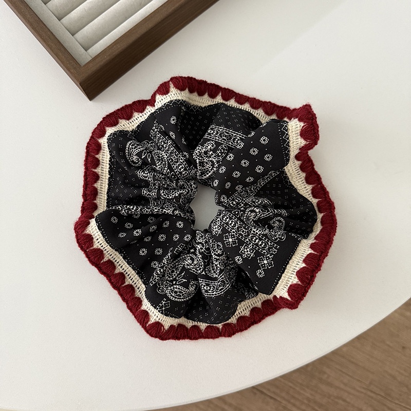 Women's Retro Oil Painting Hair Tie Stylish Ditsy Floral Cloth Hair Accessory