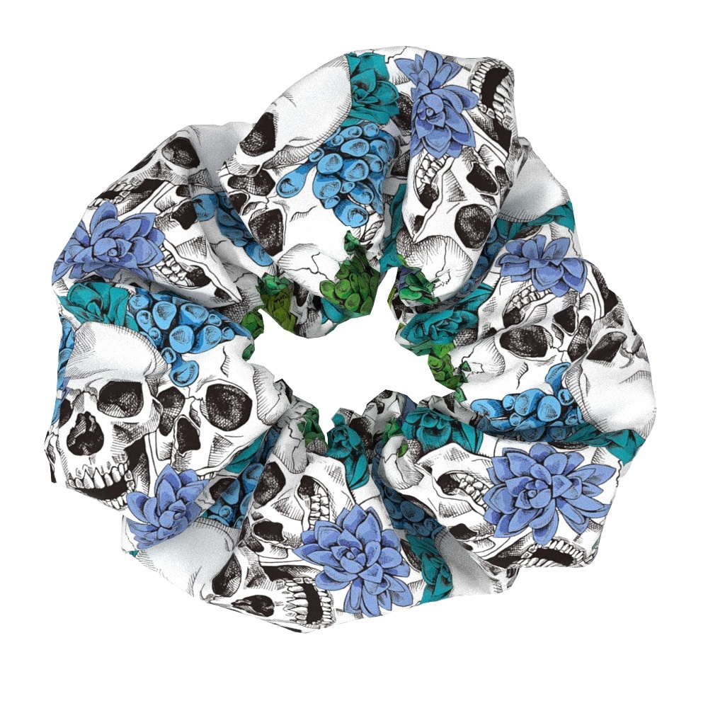 Women's Floral Skull Fabric Hair Ties Handmade Large Scrunchies