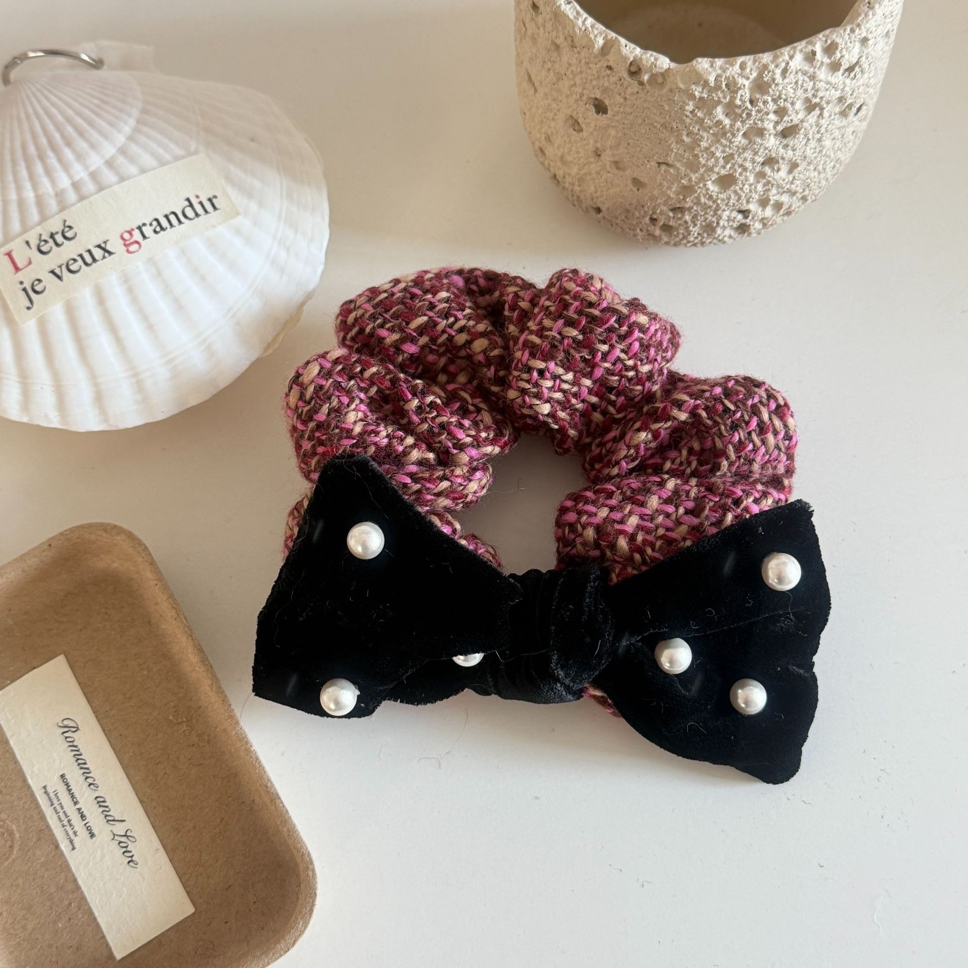 Women's Classic Velvet Bow Headband Hair Tie Red And Pink Bow