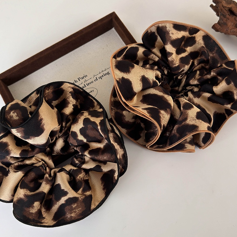 Women's Elegant Holiday Statement Cloth Hair Scrunchie Leopard Print