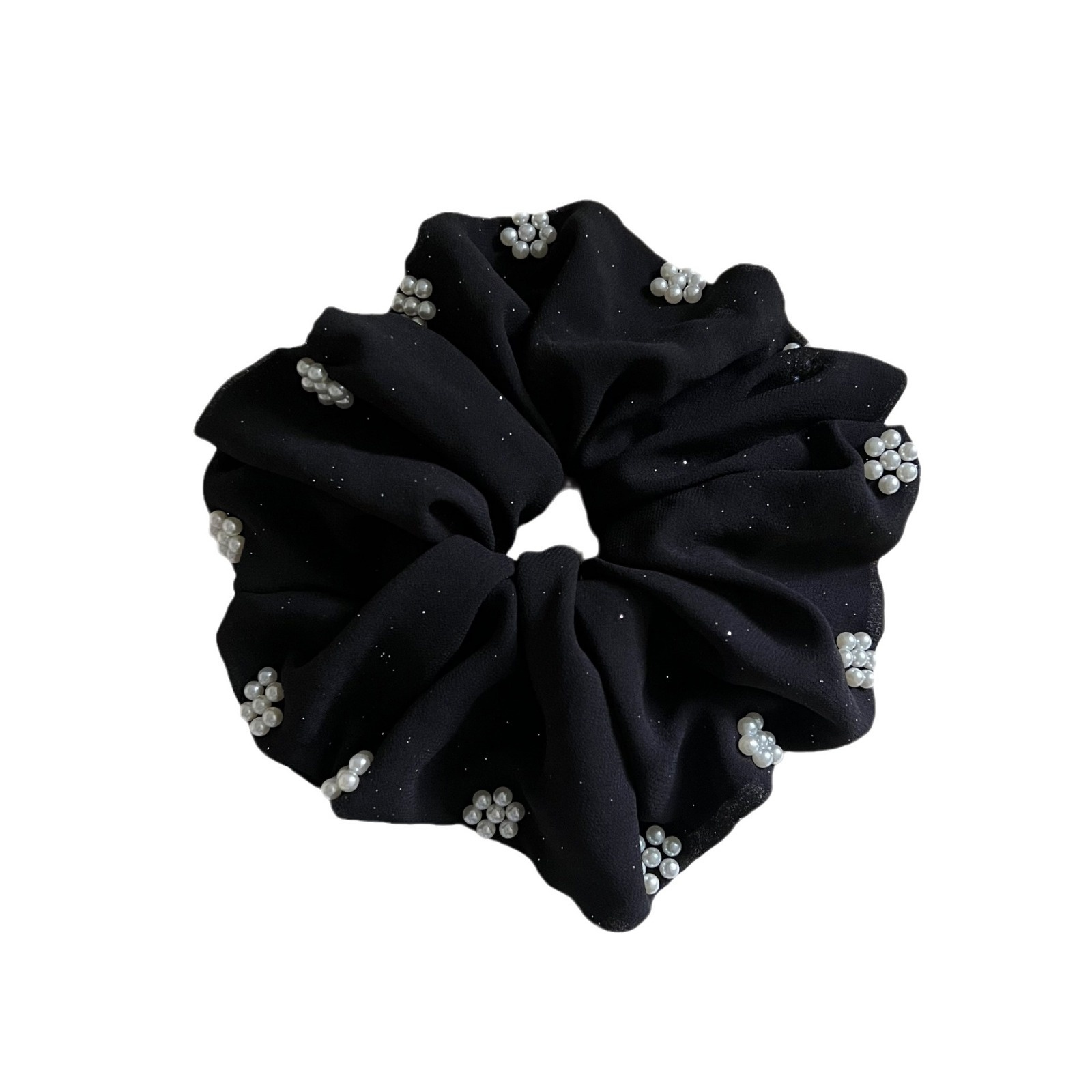 Women's Shiny Pearl Mesh Party Hairband Hair Tie Black Rose Floral