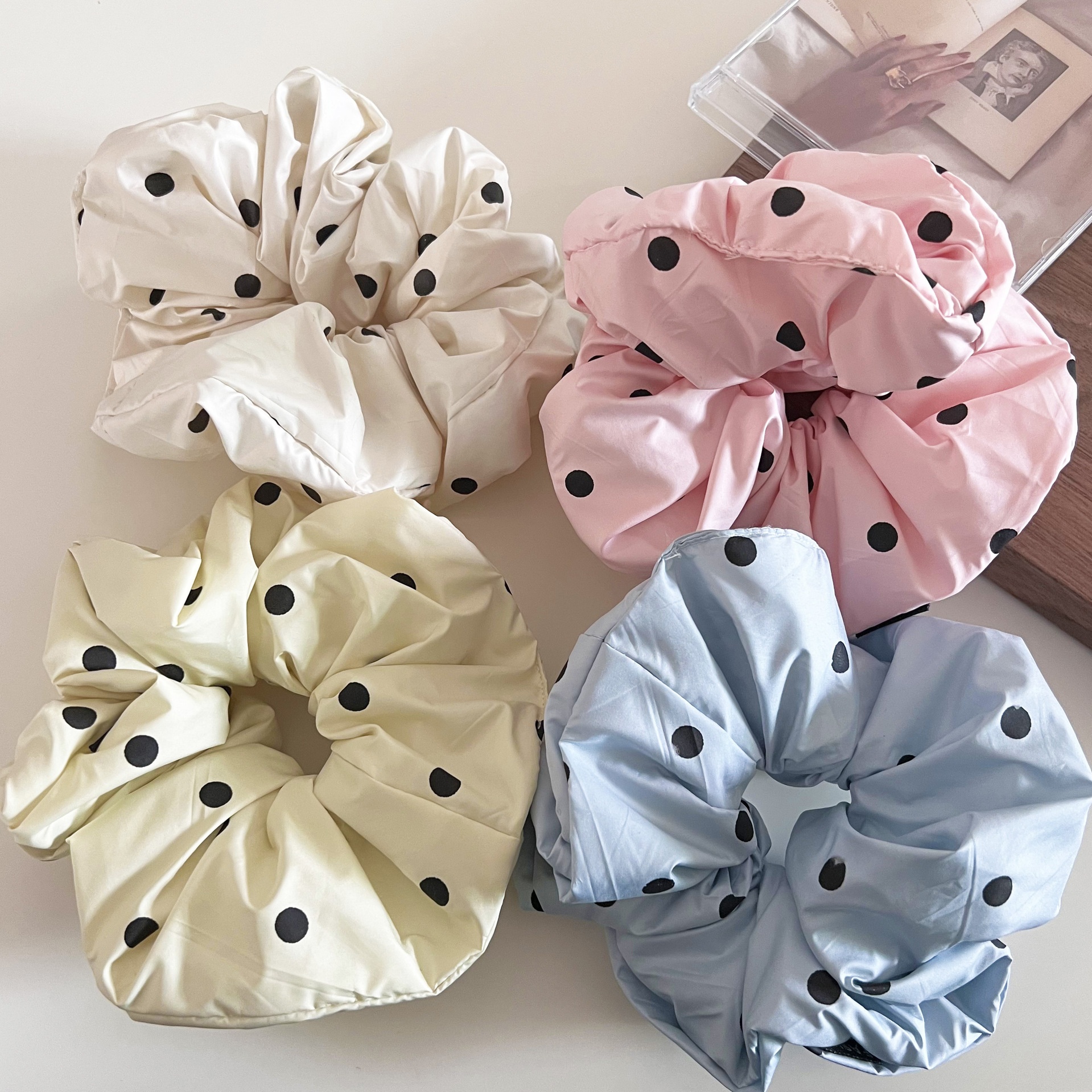 Women's Soft Cloth Multifunctional Large Bow Hair Tie Casual Summer Polka Dots