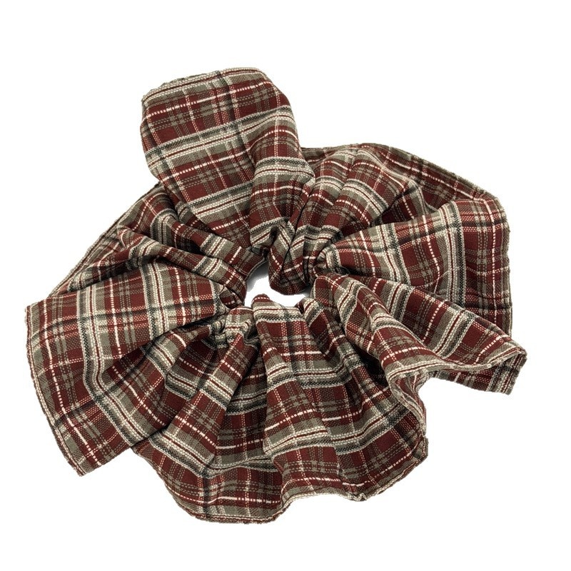 Women's Daily Cloth Scrunchies Retro Hair Ties Checkered Plaid