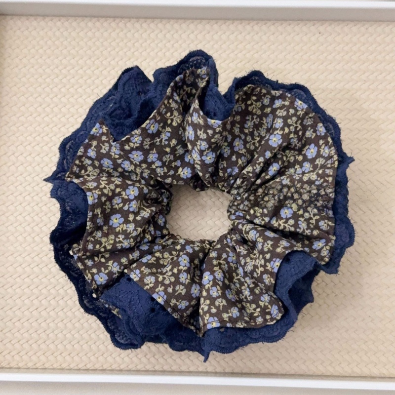 Women's Autumn Cloth Hair Tie Scrunchies Coffee Navy Ditsy Floral