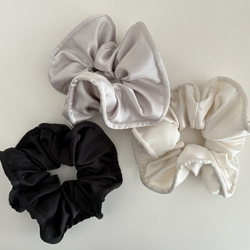 Women's Elegant Everyday Soft Satin Scrunchie Hair Tie Solid Black