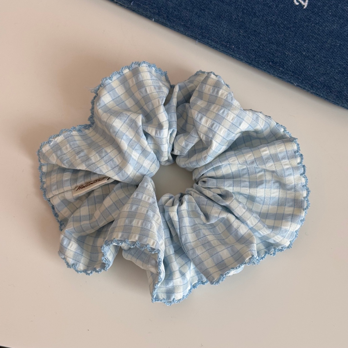 Women's Spring Cloth Bubble Braid Hair Rope Accessory Yellow Plaid