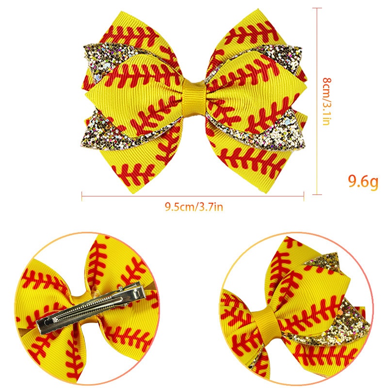 Kids Girls Cartoon Cloth Multi-layer Bow Hair Clip Glitter Digital Print