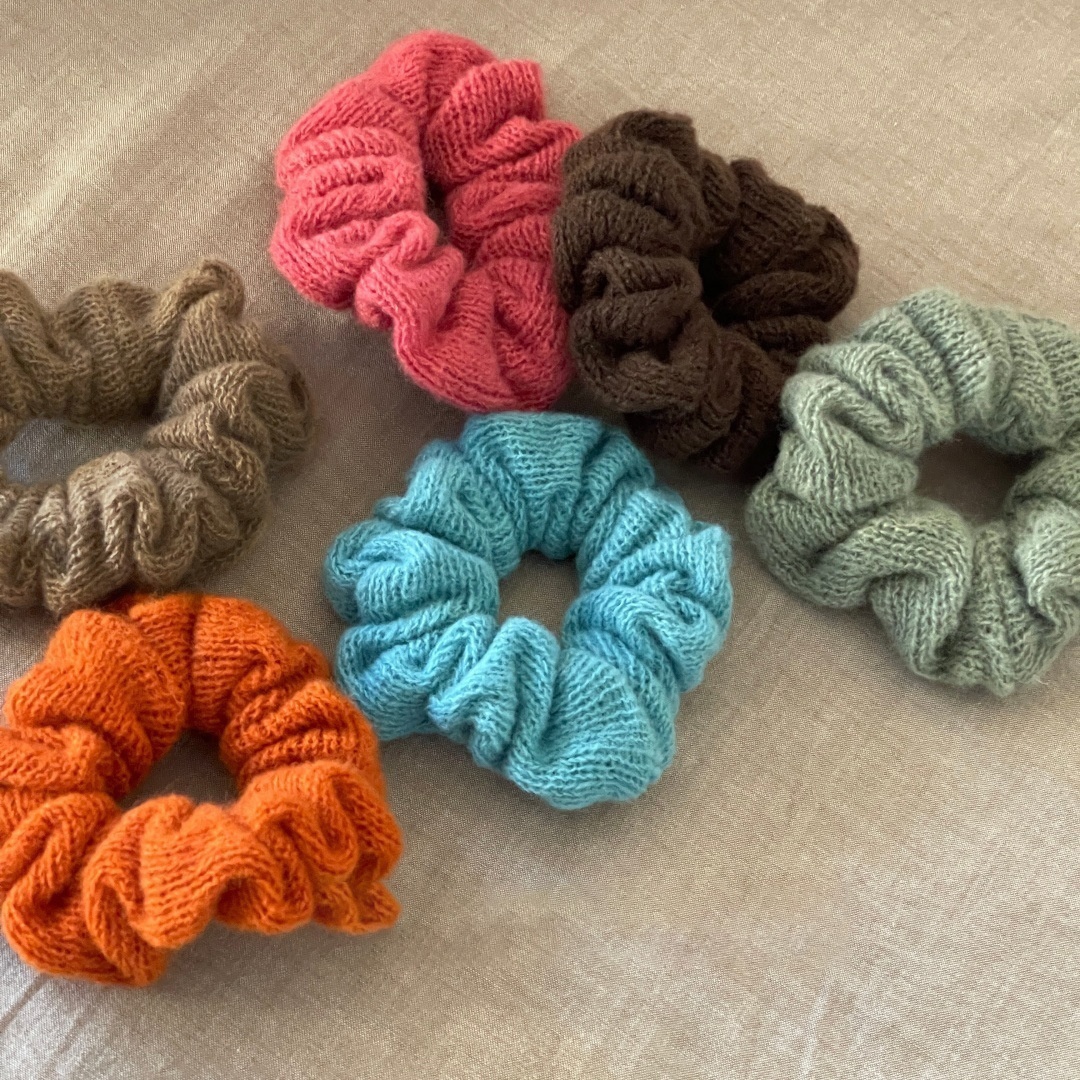 Women's Large Colorful Knitted Wool Elastic Hair Band Autumn Winter