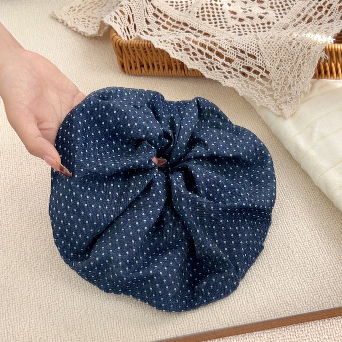 Women's Retro Net Lace Cloth Hair Tie Festival Headband Polka Dot