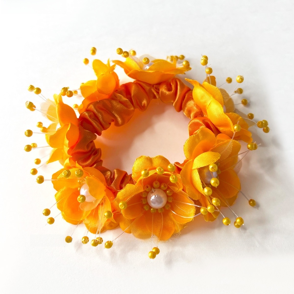 Women's Pearl Organza Vacation Bridal Hair Tie Colorful Floral