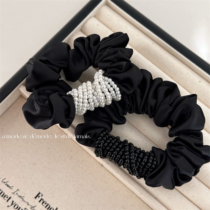 Women's Cloth Elastic Bun Hair Bands 3D Retro Beaded Floral