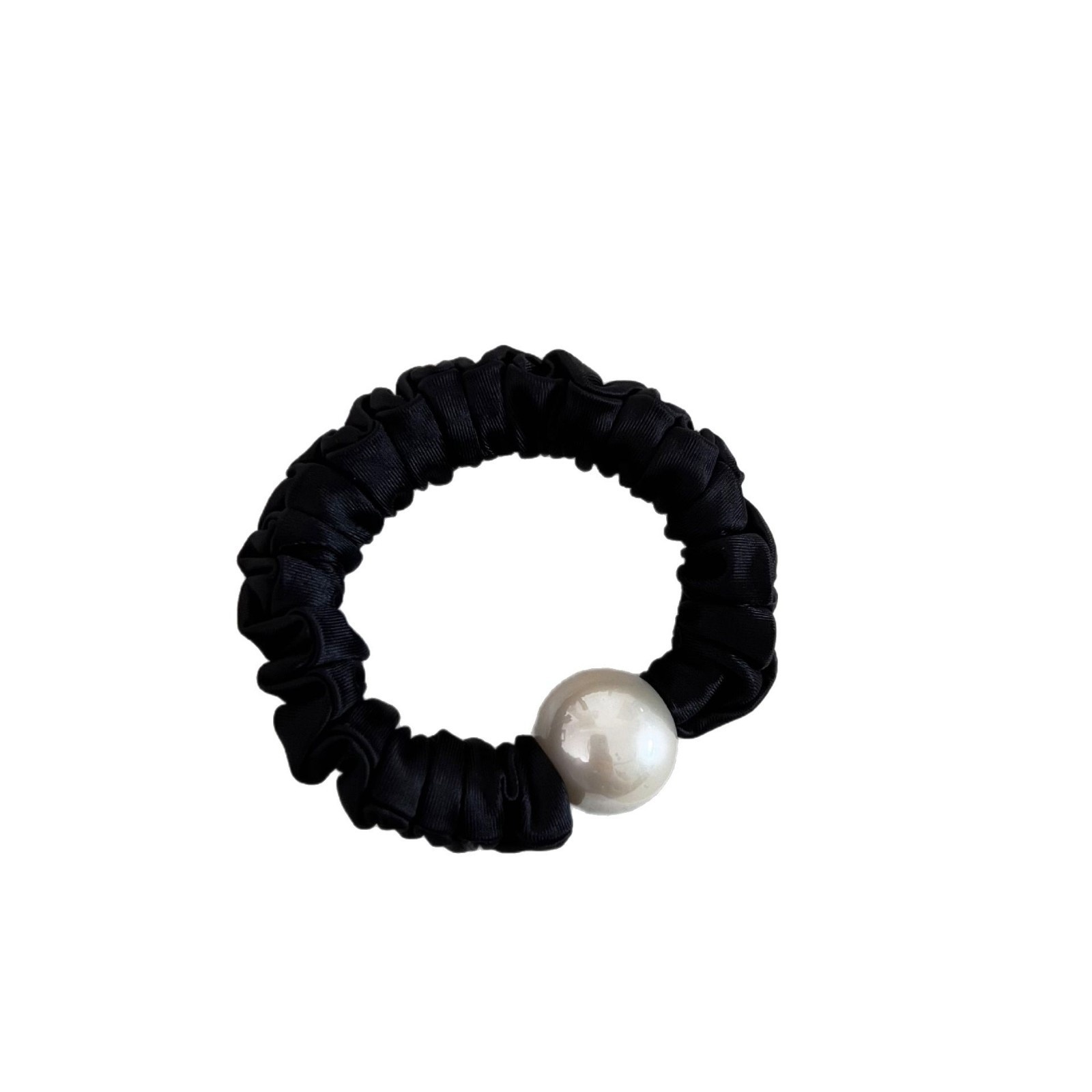 Women's Simple Artificial Pearl Hair Tie Spring Accessory Black