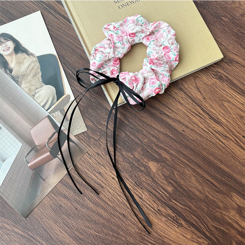 Girls Cloth Scarf Scrunchies Pastoral Fruit Hair Band Rose Red