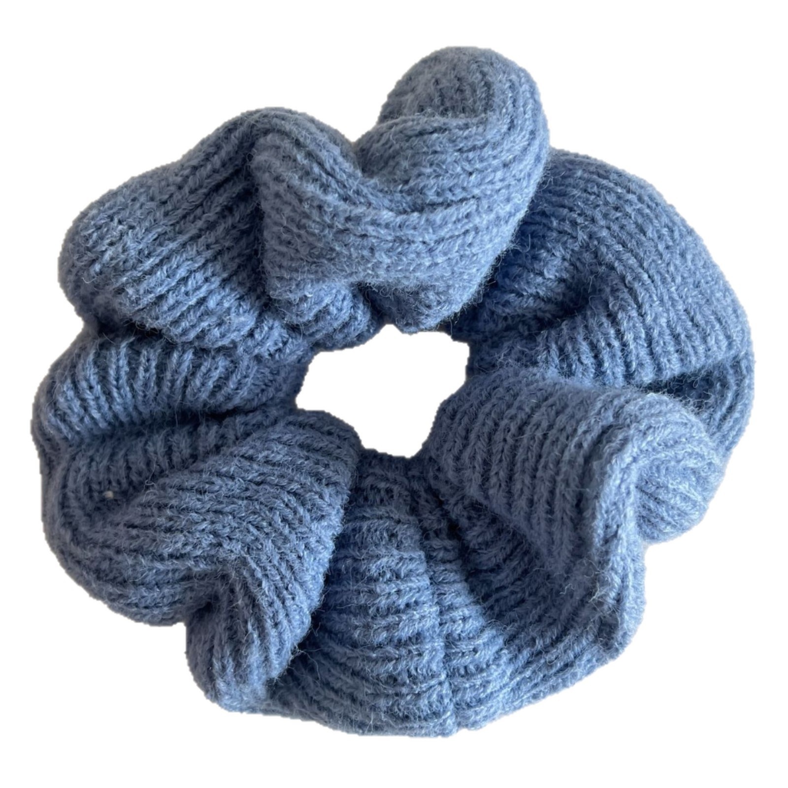 Women's Retro Knitted Pleated Elastic Hair Scrunchie Solid Coffee Color