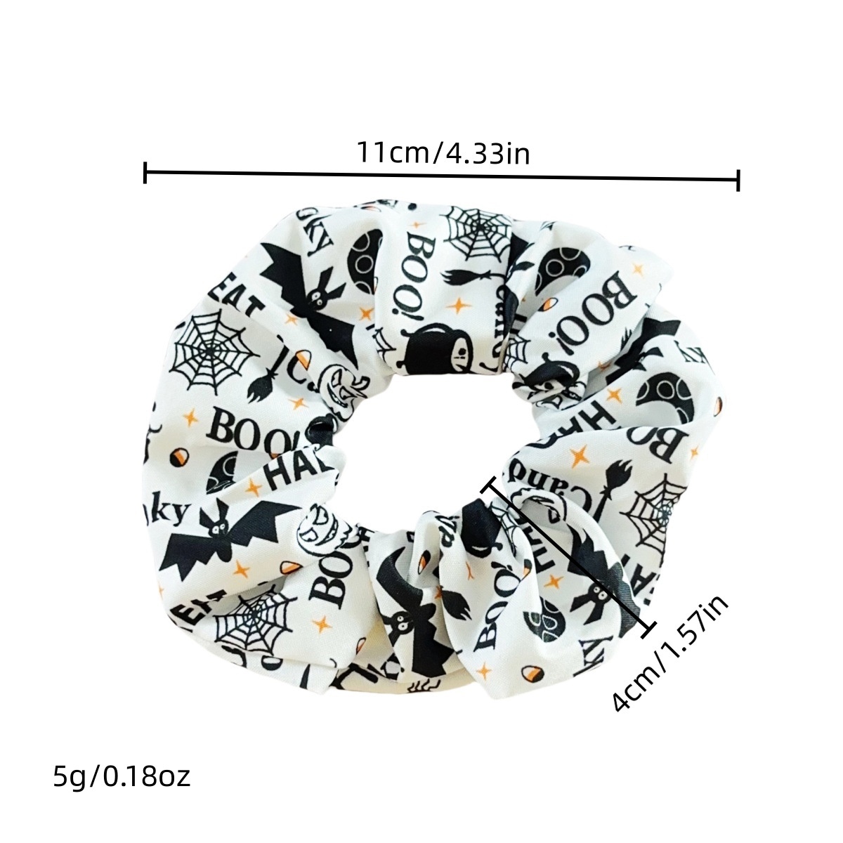 Women's Elastic Cloth Hair Ties Dark Halloween Pumpkin Skull Print