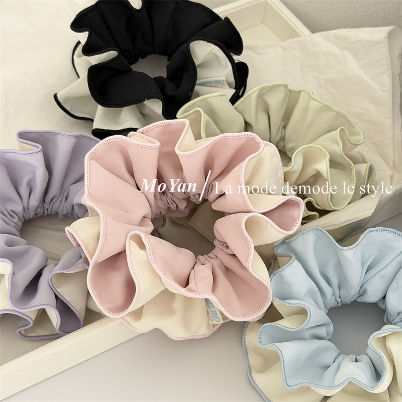 Women's Soft Cloth Spring Hair Tie Accessories Color Block Style