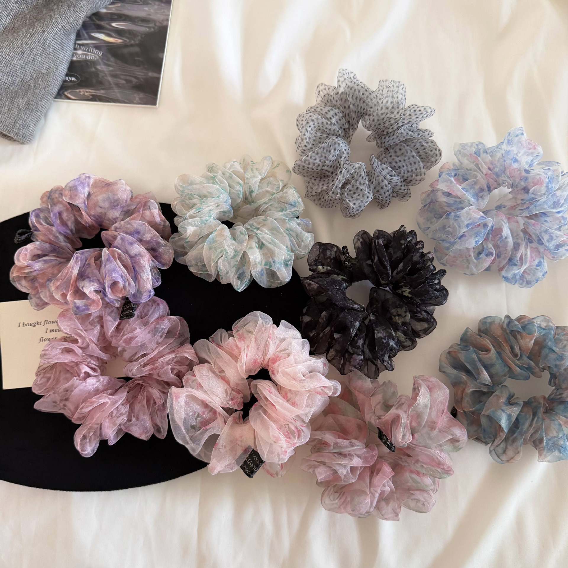 Women's Retro Organza Hair Scrunchie Spring Romantic Ditsy Floral