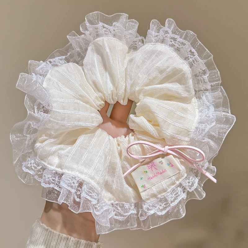 Women's Daily Cloth Lace Butterfly Knot Elastic Bun Hair Tie Polka Dots