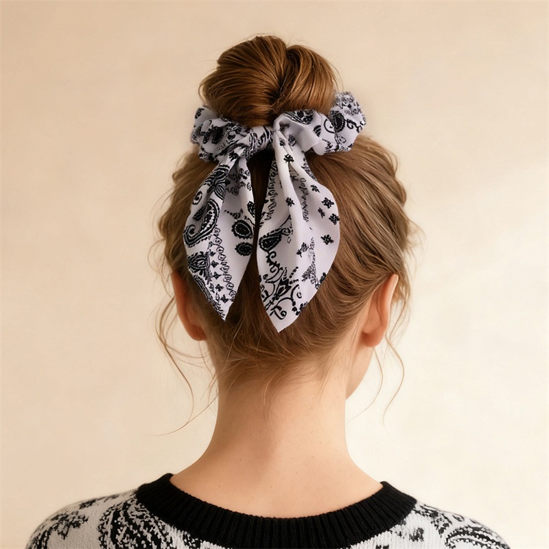 Women's Spring Fabric Transparent Elastic Hair Tie Floral Pattern