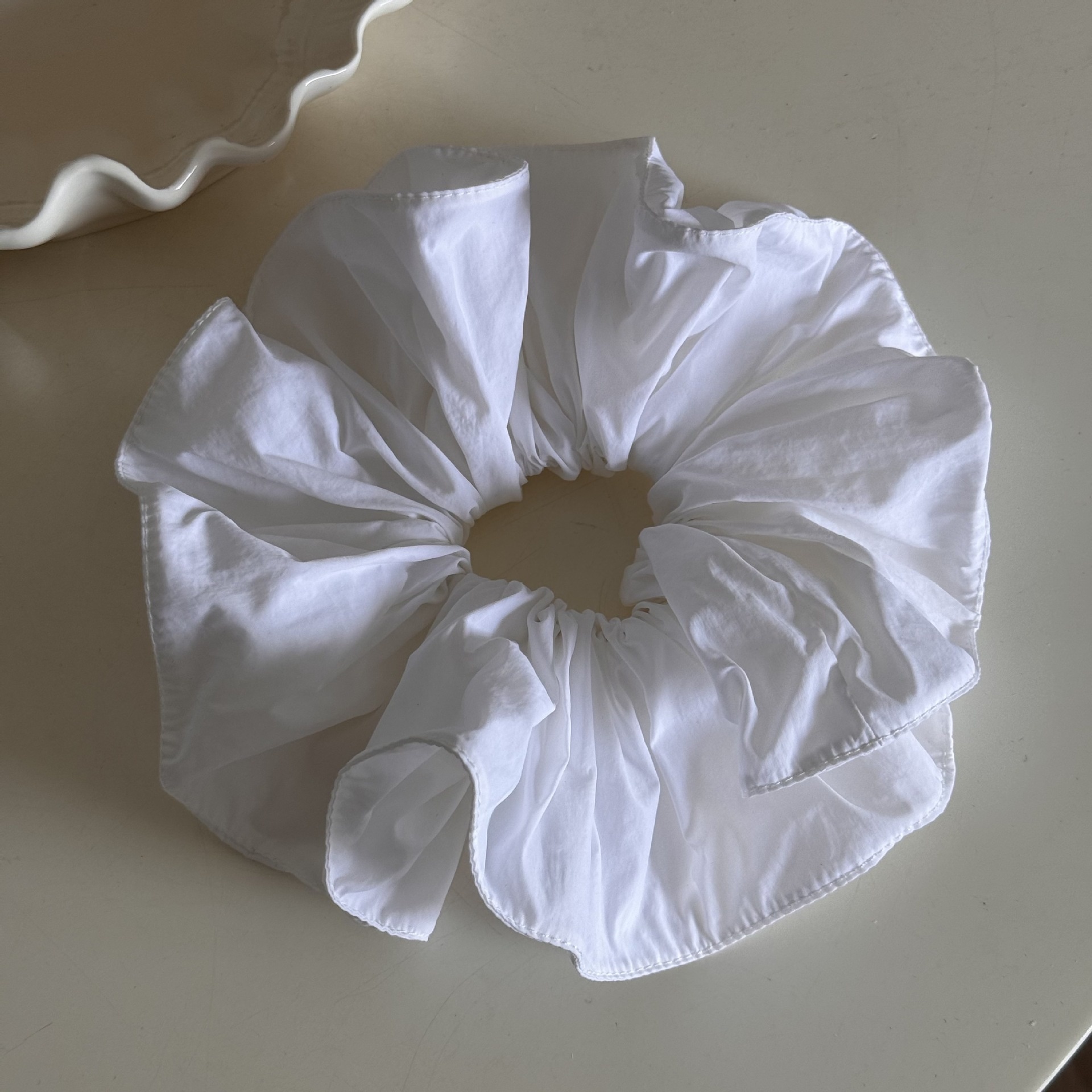 Women's Spring Soft Cloth Hair Tie Scrunchie Solid Light Blue