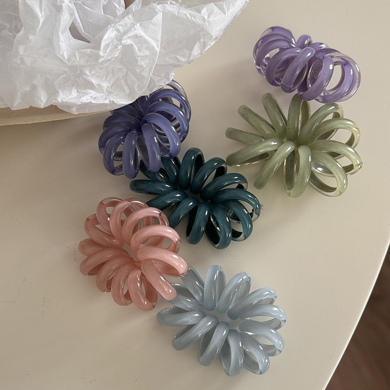 Women's Handmade Spiral Phone Line Hair Tie Colorful Fresh Soda