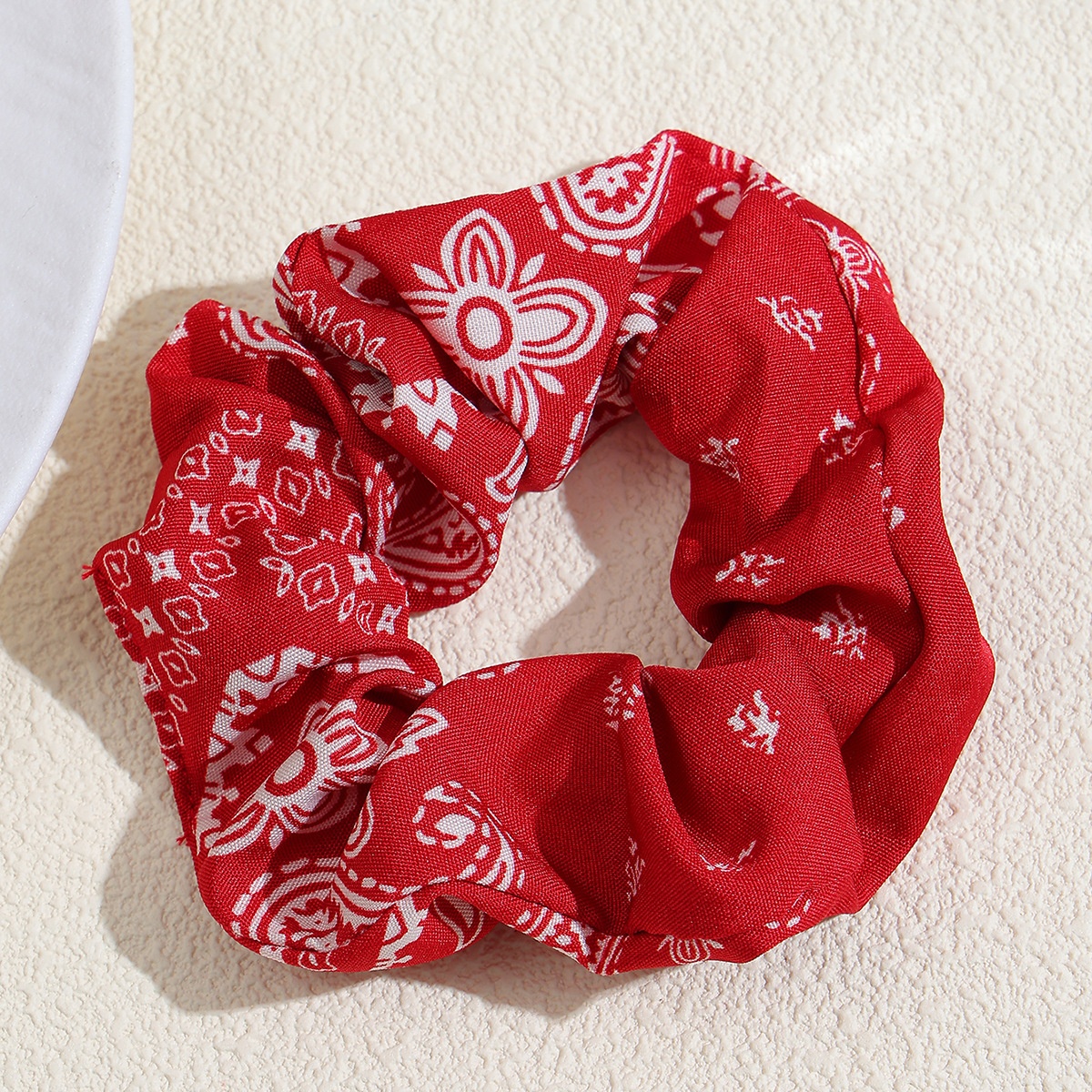 Women's Elegant French Fabric Scrunchie Retro Cashew Flower Paisley