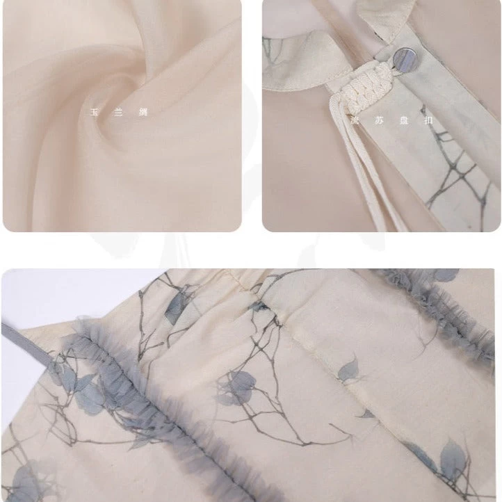 Women Daily Hanfu 3-Piece Set Modern Gray Lyocell Blend | HANFUBAO