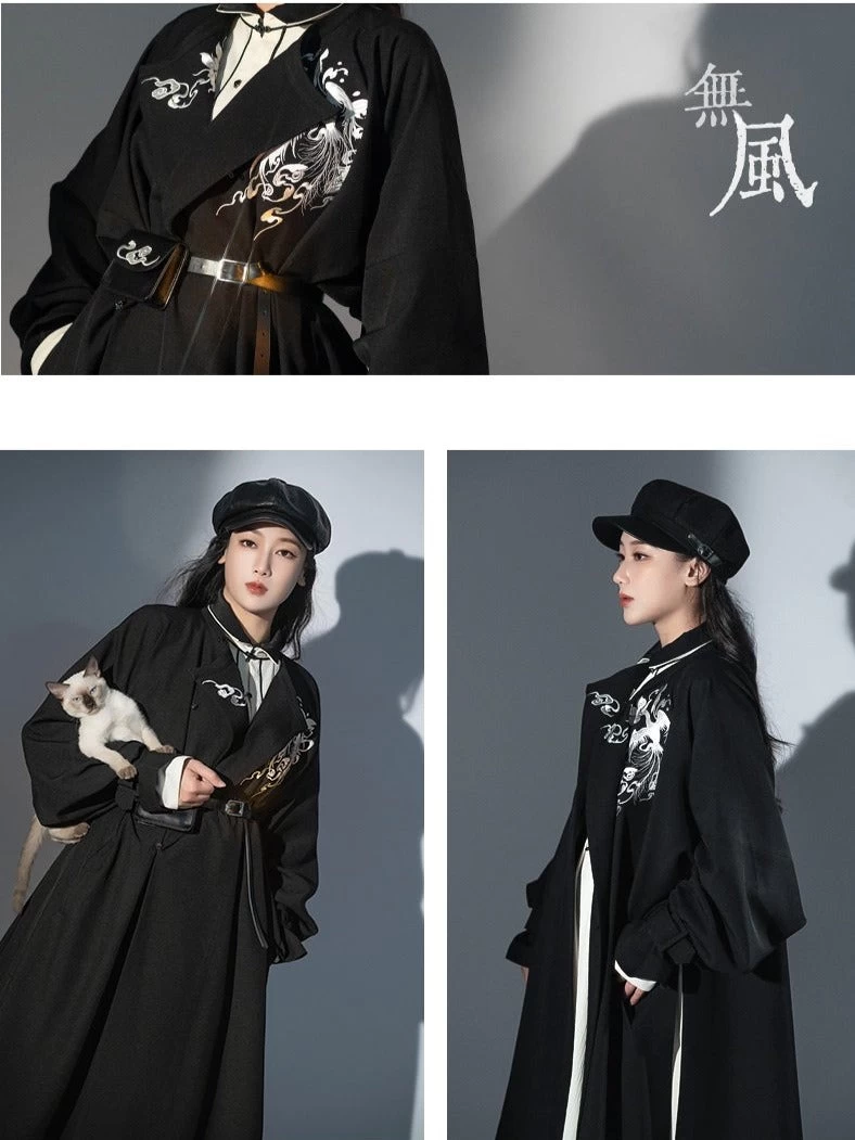 Women's Modern Hanfu Trench Coat Set White |  Blend | HANFUBAO