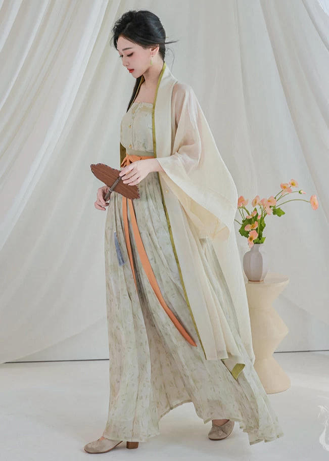 Women 4-Piece Daily Hanfu Set Dawn Peaks Green Tencel Blend | HANFUBAO