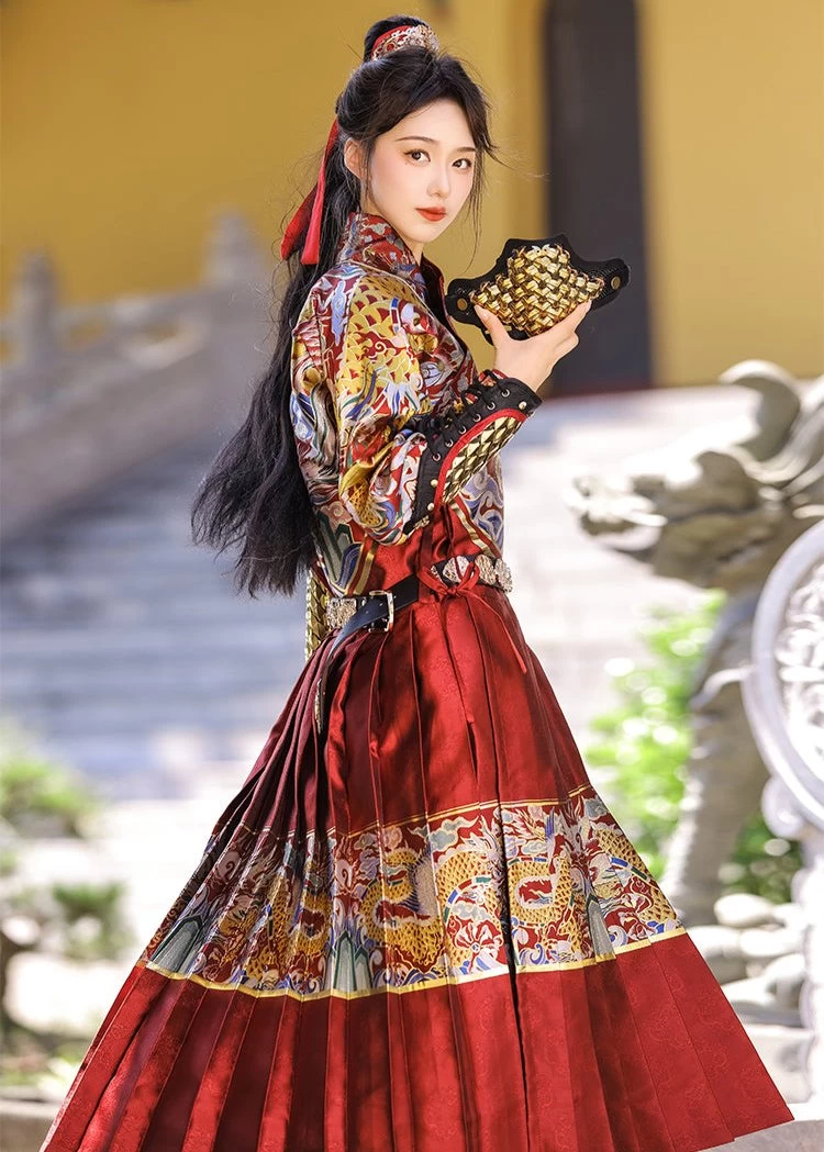 Unisex 4-Piece Embroidered Flying Fish Ming Hanfu Set Plus Size| HANFUBAO