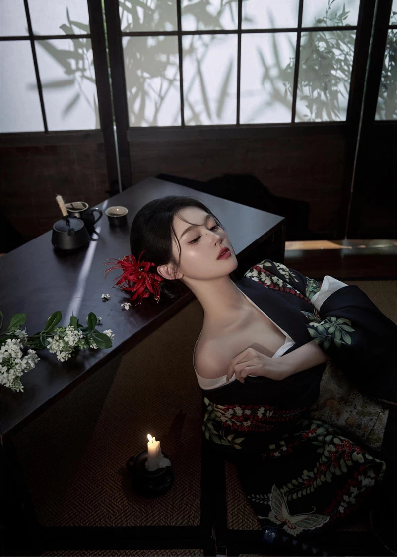 Women 3-Piece Hanfu Kimono Set Sakura Print  for Daily & Events | HANFUBAO