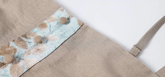 Women’s Daily Hanfu 3-Piece Pants Set Floral Cyan Linen-Rayon Blend | HANFUBAO