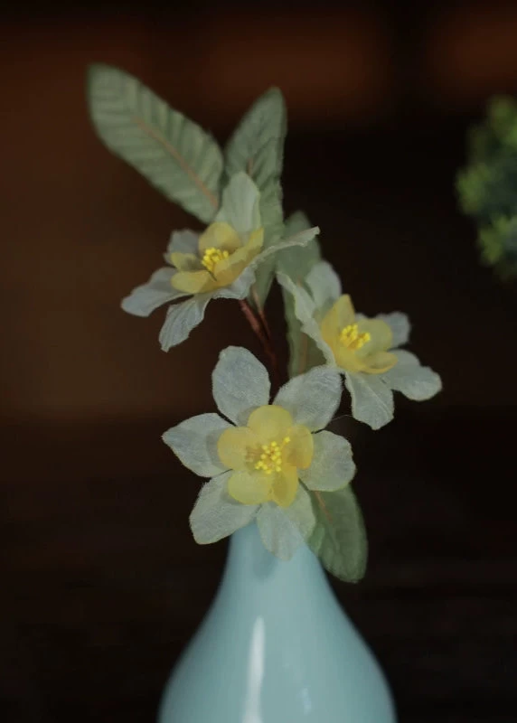 Women Yarn Floral Hanfu Hair Clips, Daffodil 2-Piece Set | HANFUBAO