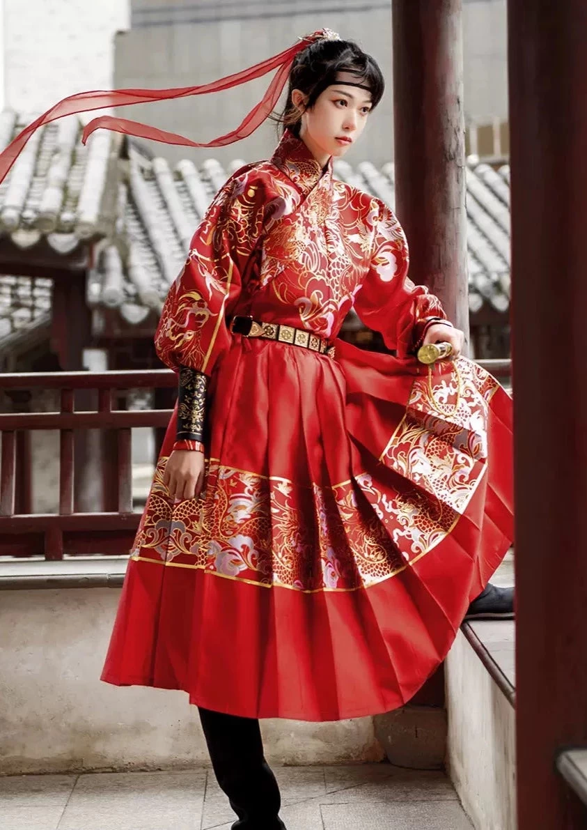 Unisex Modern Daily Hanfu Cotton Blend Water Dragon Embroidery | HANFUBAO