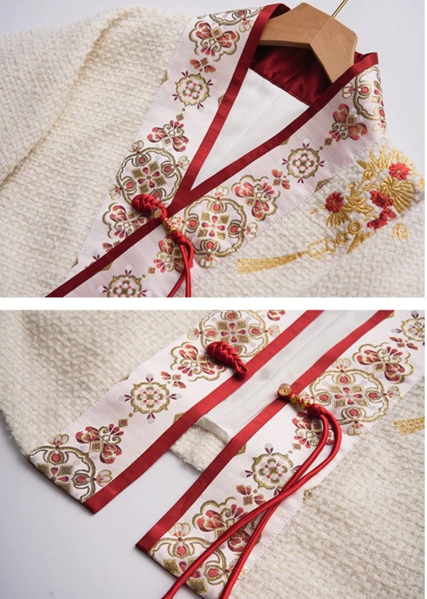 Women's 5-Piece Modern Wedding Hanfu Set, Embroidered Skirt & Jacket | HANFUBAO