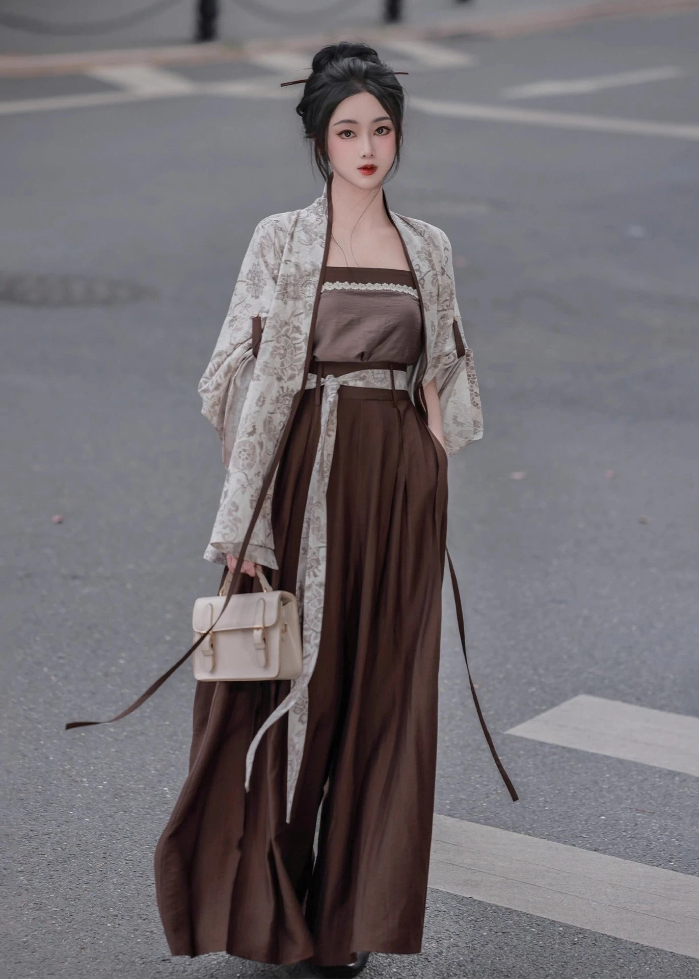 Women Modern Daily Hanfu 4-Piece Pants Set Fall Inkstone Rayon Linen | HANFUBAO