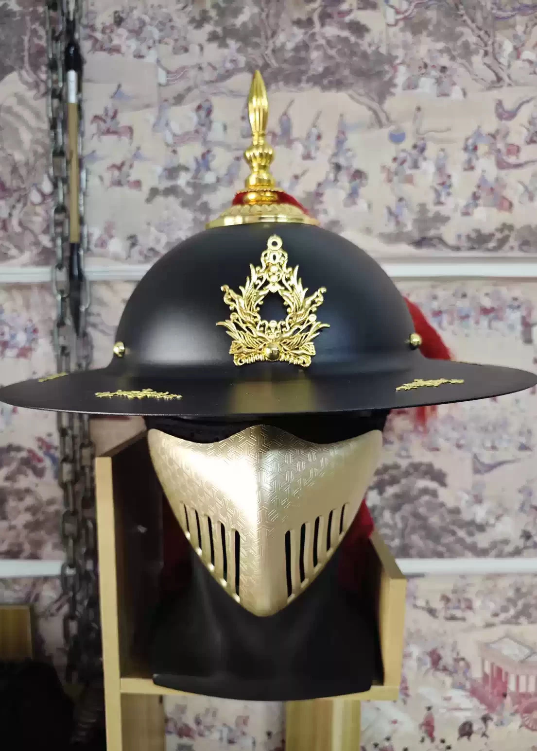 Unisex Ming Dynasty Iron Flying Fish Helmet Cosplay Costume Accessory | HANFUBAO