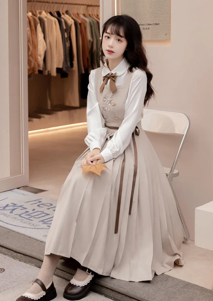 Women Modern 3-Piece Daily Hanfu Set, Floral Haitang Whisper | HANFUBAO