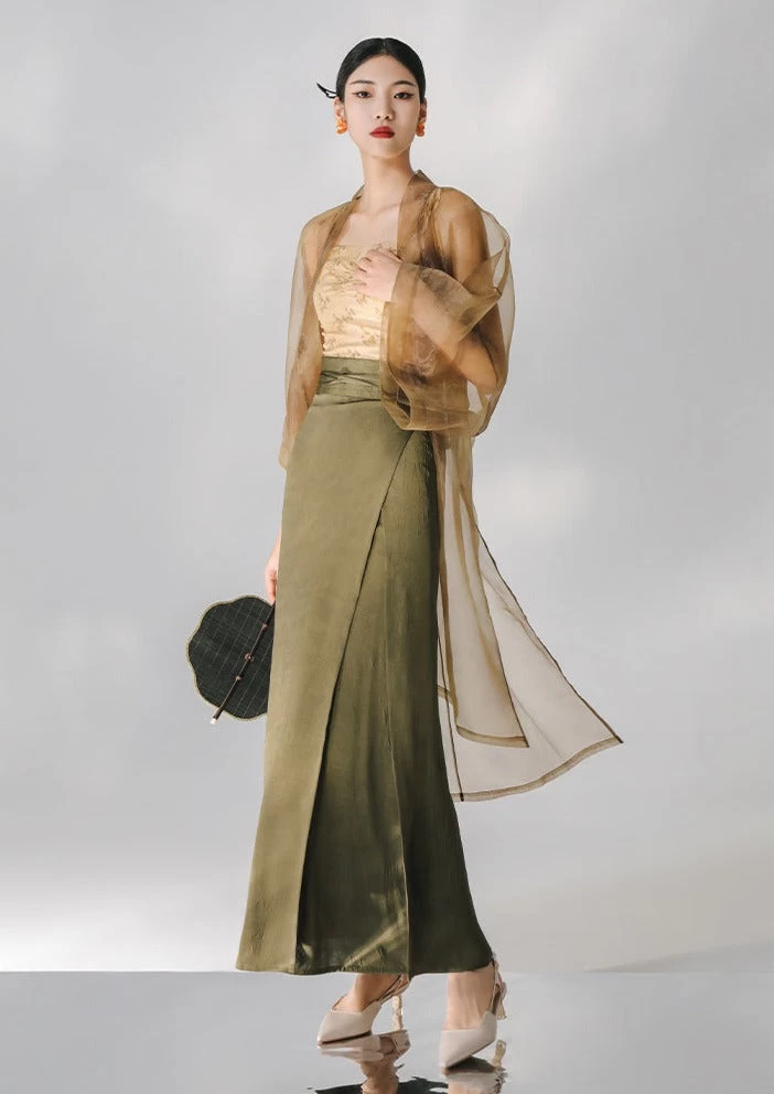 Women’s Modern 3-Piece Hanfu Set Tank Top Skirt Coverup Plus Size| HANFUBAO