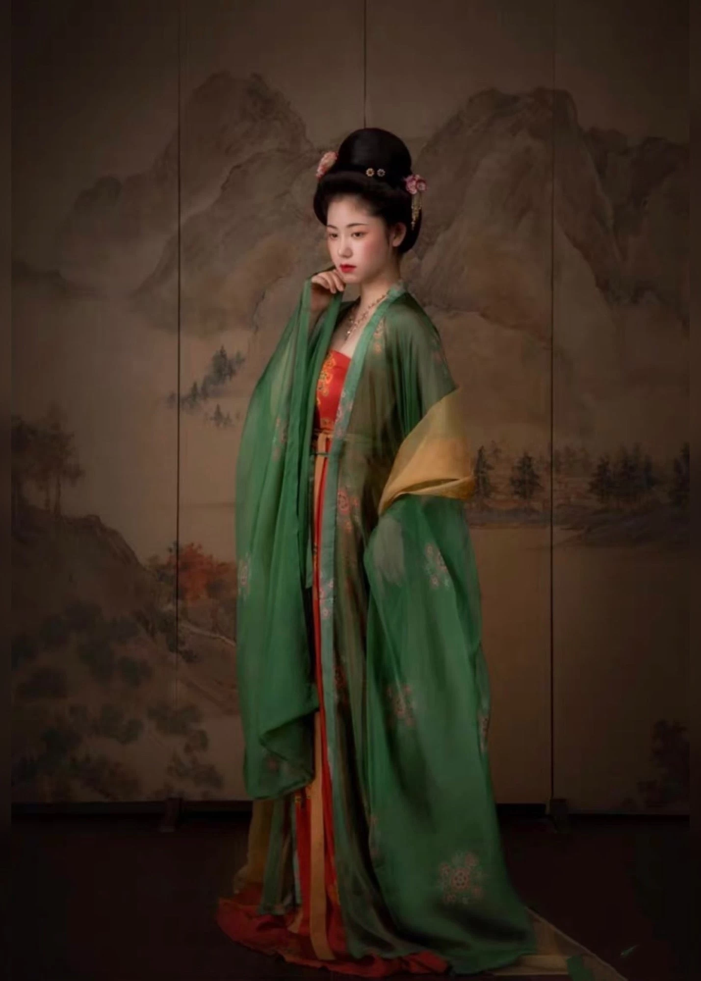 Women Modern Daily Hanfu Plus Size Chiffon 3-Piece Set | HANFUBAO