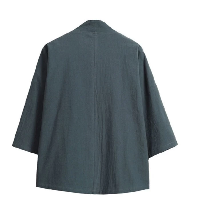 Unisex Daily Hanfu Kimono Robe Green Plus Size Cotton Blend | HANFUBAO