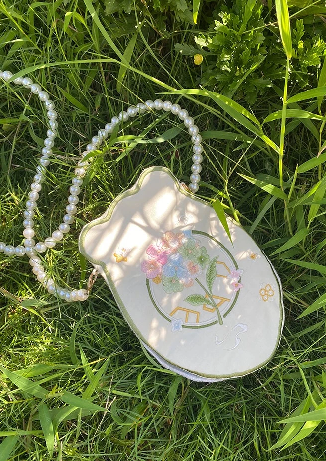 Green Embroidered Cicada Purse 14x20cm,  Daily Bag | HANFUBAO