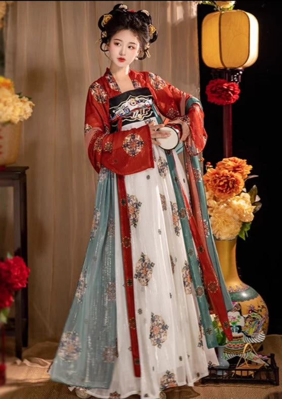 Women 3-Piece Daily Hanfu Fox Embroidery Set Plus Size| HANFUBAO