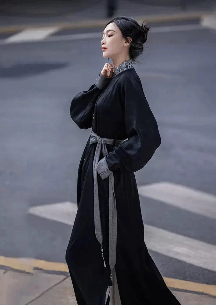 Women's Modern One-Piece Hanfu Dress, Coastal Tide Print, Plus Size | HANFUBAO